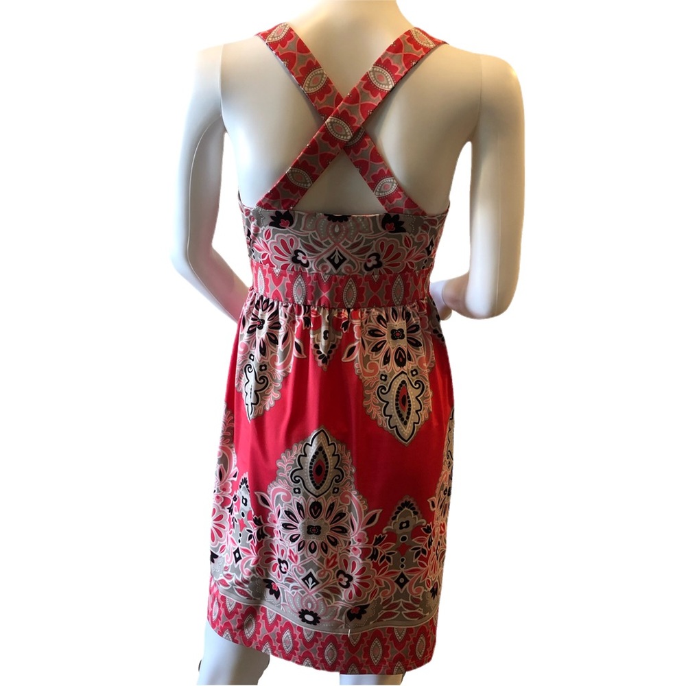 INC Sundress Pink Paisley Petite Summer V-neck Midi Fitted Sexy Party Dress - Picture 3 of 5